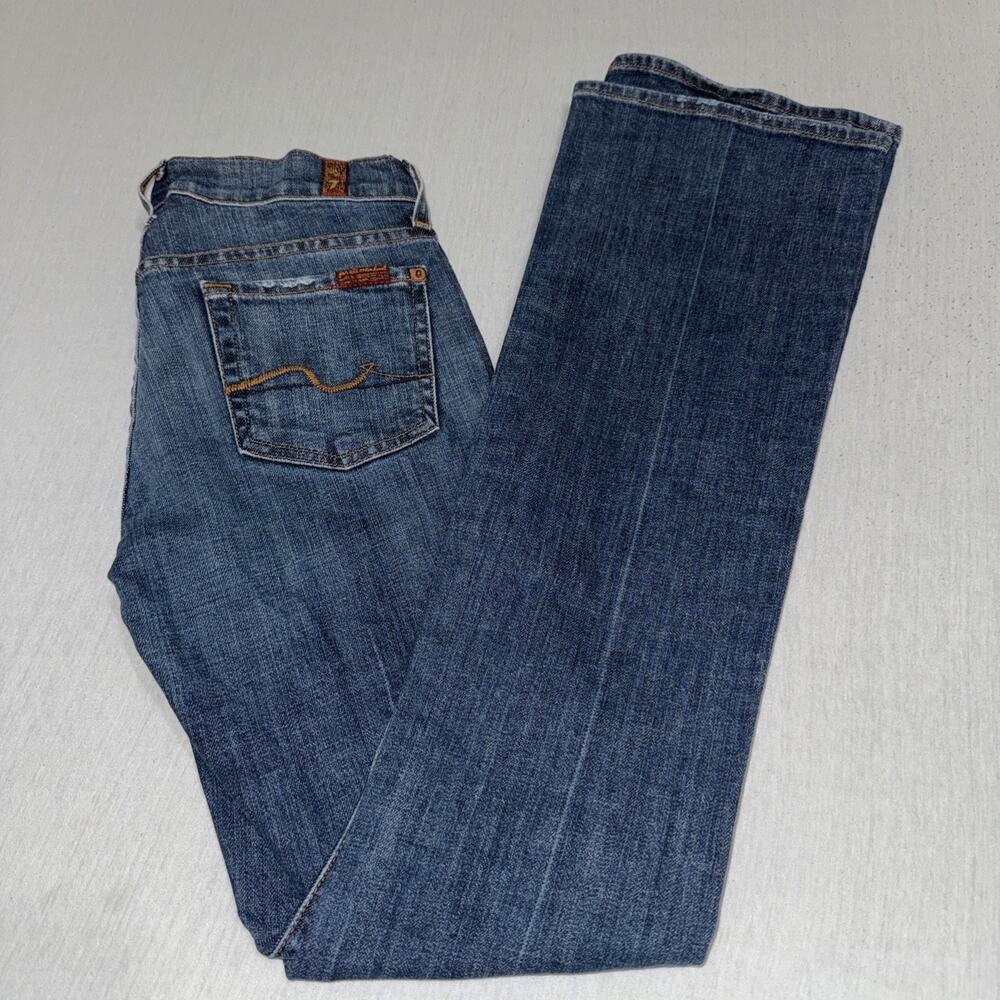 7 For All Mankind Bootcut Jeans Women's Low-Rise Medium Wash Denim Sz 26 (28x34)